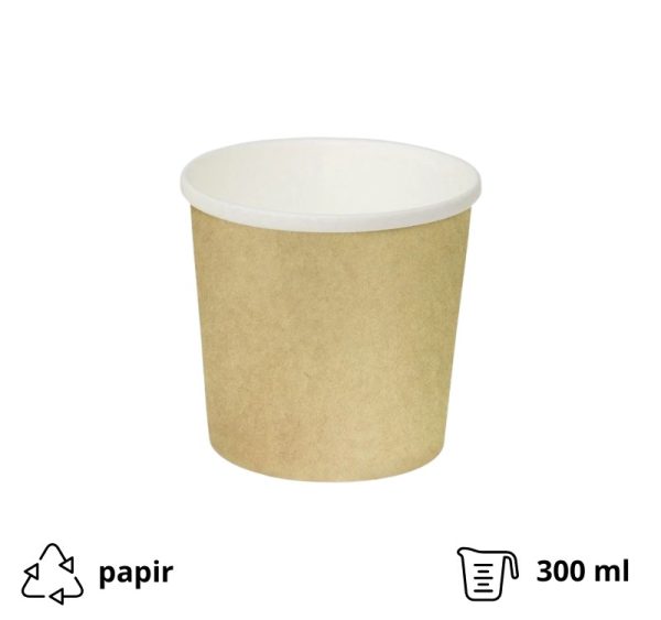 Kartonska posuda za supu 300 ml d=90 mm h=85 mm kraft ( kom/pak) [50 kom/pak]