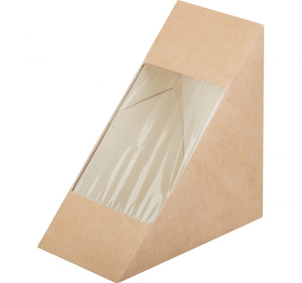 Kartonska kutija za sendvič sa prozorom ECO Sanswich 130x130x70 mm kraft (50 kom/pak)