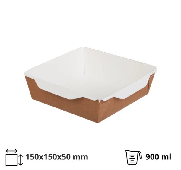 Kartonska posuda sa providnim poklopcem ECO OpSalad 900 ml 150х150х50 mm kraft [50 kom/pak]