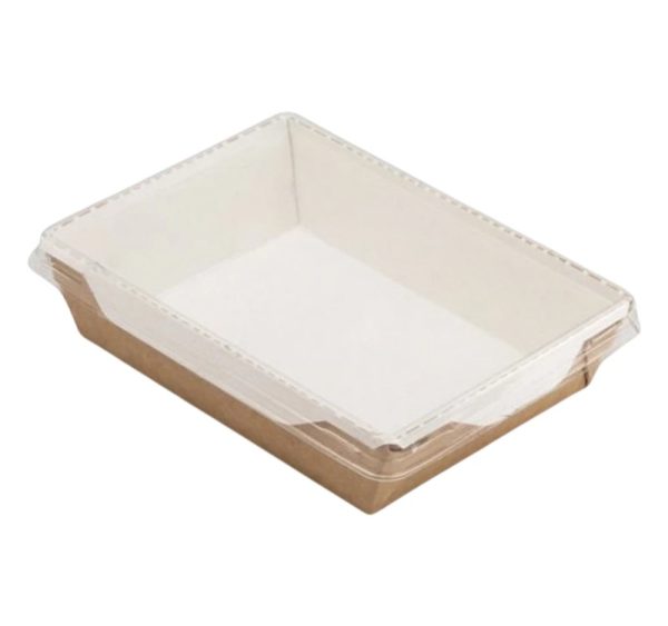 Kartonska posuda sa providnim poklopcem ECO OPSalad 1000 ml 200x140x55 mm kraft [50 kom/pak]