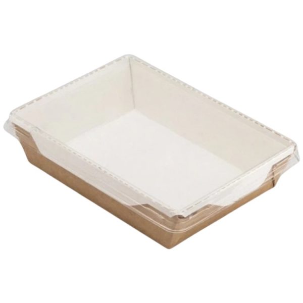 Kartonska posuda sa providnim poklopcem ECO OPSalad 1000 ml 200x140x55 mm kraft [50 kom/pak]