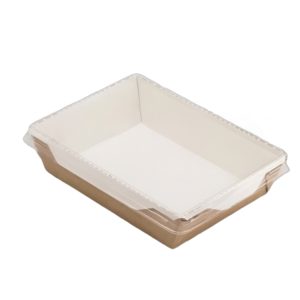 Kartonska posuda sa providnim poklopcem ECO OPSalad 1000 ml 200x140x55 mm kraft (150 kom/pak)