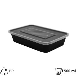 Posuda sa poklopcem PP TaMbien 750 ml 170х115х55 mm crna [50 kom/pak]