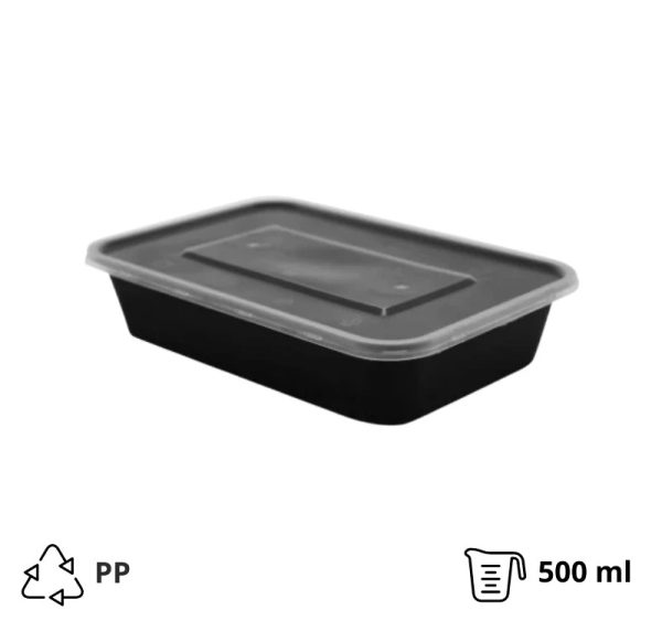 Posuda sa poklopcem PP TaMbien 750 ml 170х115х55 mm crna [50 kom/pak]