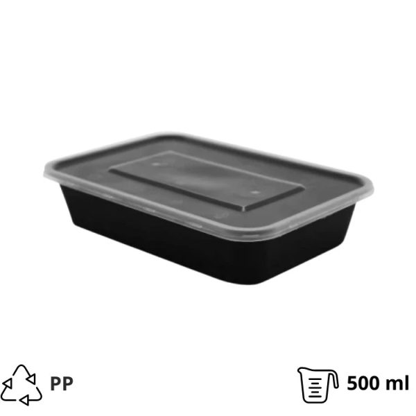 Posuda sa poklopcem PP TaMbien 750 ml 170х115х55 mm crna [50 kom/pak]