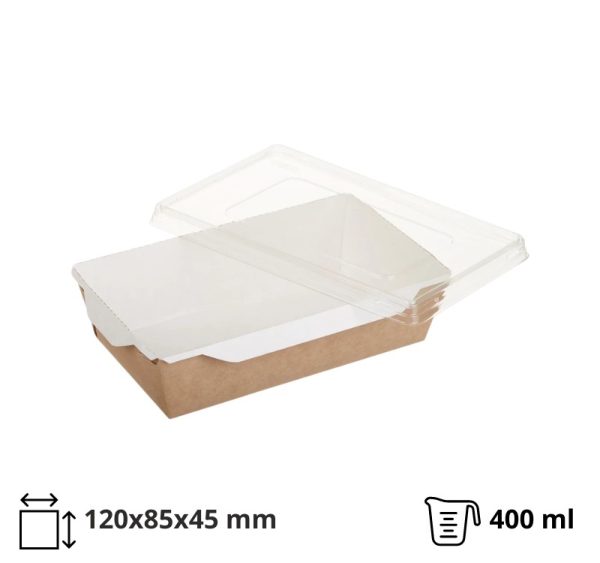 Kartonska posuda za salate i topla jela sa providnim poklopcem ECO OpSalad 400 ml 120х85х45 mm kraft ( kom/pak) [150 kom/pak]