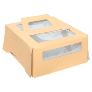 Kartonska kutija za tortu s prozorom sa ručkom 260x260x130 mm do 1,5 kg (20 kom/pak)