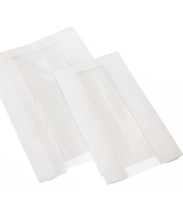 Papirna kesa s prozorom 140(60)х60х250 mm bijela (1500 kom/pak)