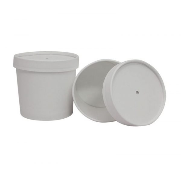 Kartonska posuda za supu 345 ml d=95 mm h=82 mm dupli poklopac bijela (336 kom/pak)