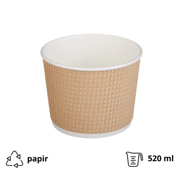 Kartonska posuda Tambien ECO 520 ml d=110 mm h=84,5 mm gofriran kraft isprekidana linija ( kom/pak) [25 kom/pak]