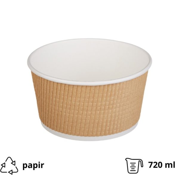 Kartonska posuda Tambien ECO 720 ml d=135 mm h=68 mm gofriran kraft isprekidana linija ( kom/pak) [25 kom/pak]