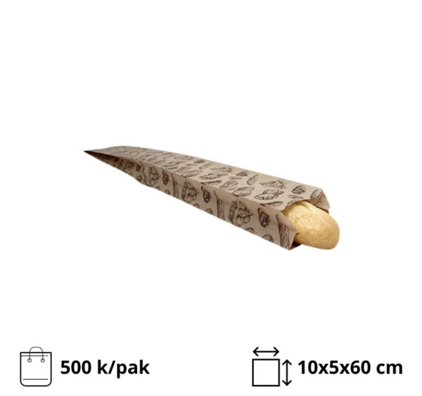 Papirna kesa sa slikom hleba 100x50x600 mm [500 kom/pak]