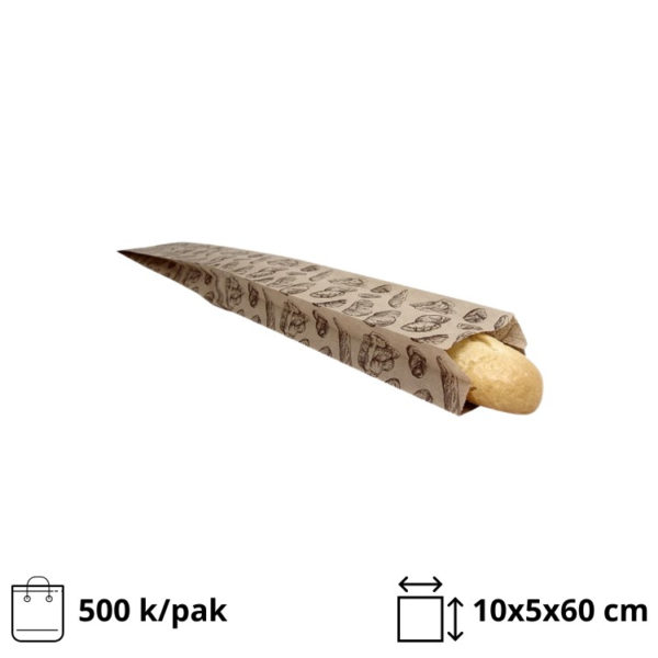 Papirna kesa sa slikom hleba 100x50x600 mm [500 kom/pak]