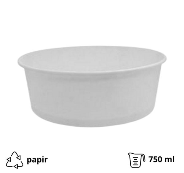 Kartonska posuda za salate 750 ml d=150 mm h=60 mm bijeli ( kom/pak) [50 kom/pak]