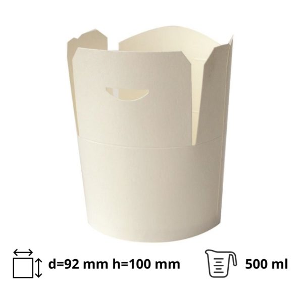 Kartonska kutija za nudle/pastu 500 (650) ml d=92 mm h=100 mm bela [50 kom/pak]