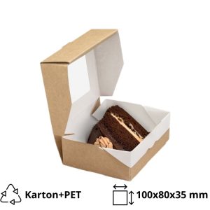 Posuda papirna ECO TABOX 300 sa prozorom 100x80x35 mm 240 ml, kraft [50 kom/pak]