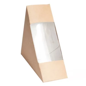 Kartonska kutija za sendvić sa prozorom ECO Sandwich 130x130x60 mm kraft (50 kom/pak)