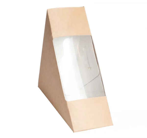 Kartonska kutija za sendvić sa prozorom ECO Sandwich 130x130x60 mm kraft (50 kom/pak)