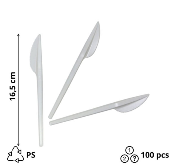 Nož PS 16,5 cm beli [100 kom/pak]
