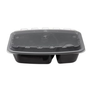 Posuda 2-odeljka sa poklopcem PP Tambien 850 ml 211x146x51 mm, crna [150 kom/pak]