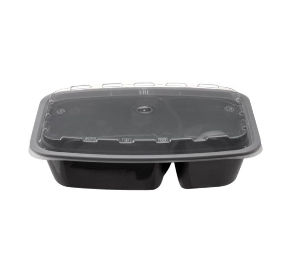 Posuda 2-odeljka sa poklopcem PP Tambien 850 ml 211x146x51 mm, crna [150 kom/pak]