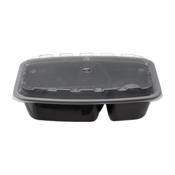 Posuda 2-odeljka sa poklopcem PP Tambien 850 ml 211x146x51 mm, crna [150 kom/pak]