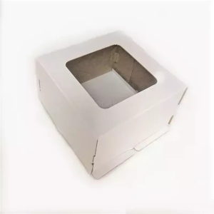 Kutija za tortu sa prozorom 300x300x300 mm, karton, bijela – poklopac (50 kom/pak)