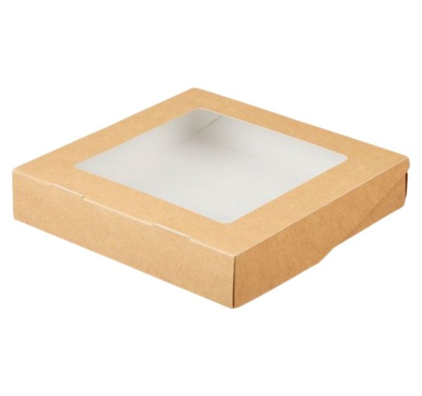 Kartonska posuda sa prozorom ECO TABOX 2500 ml 260x260x40 mm, kraft [25 kom/pak]