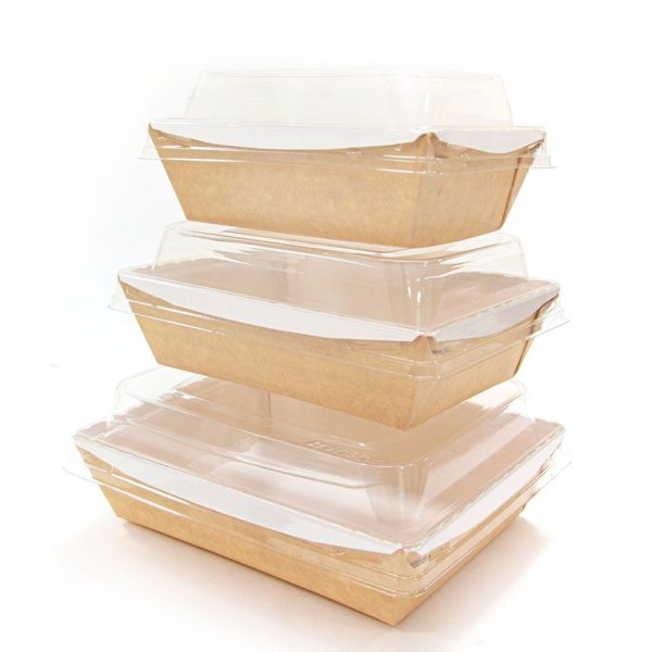Kartonska posuda sa providnim poklopcem CrystalBox 800 ml 140x180x70 mm, kraft [20 kom/pak]