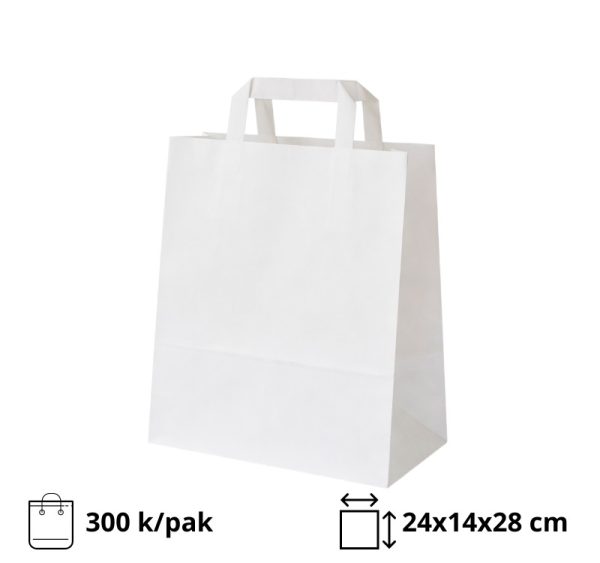 Papirna kesa sa plitkim ručkama 240x140x280 mm bela [150 kom/pak]
