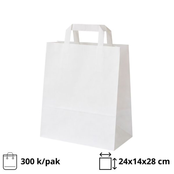 Papirna kesa sa plitkim ručkama 240x140x280 mm bela [150 kom/pak]