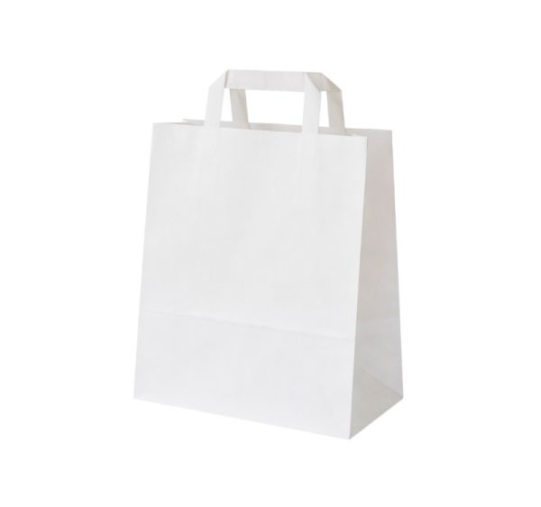 Papirna kesa sa plitkim ručkama 240x140x280 mm bela [150 kom/pak]