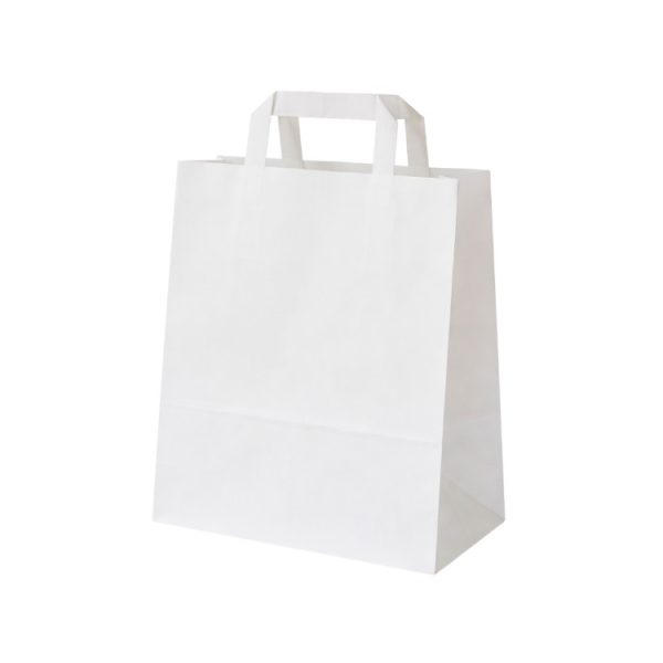 Papirna kesa sa plitkim ručkama 240x140x280 mm bela [150 kom/pak]