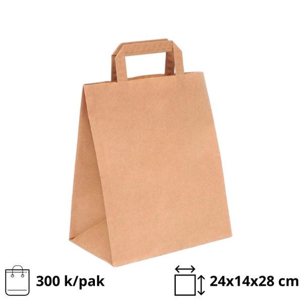 Papirna kesa sa plitkim ručkama 240x140x280 mm kraft [300 kom/pak]