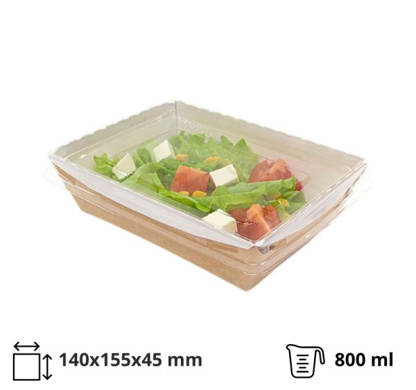 Kartonska kutija sa poklopcem kupola Crystal Box 800 ml 140x155x45 mm kraft ( kom/pak) [120 kom/pak]