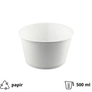Kartonska kutija sa poklopcem za supu 500 ml d=121 mm h=72 mm bijela 500 kom ( kom/pak) [50 kom/pak]