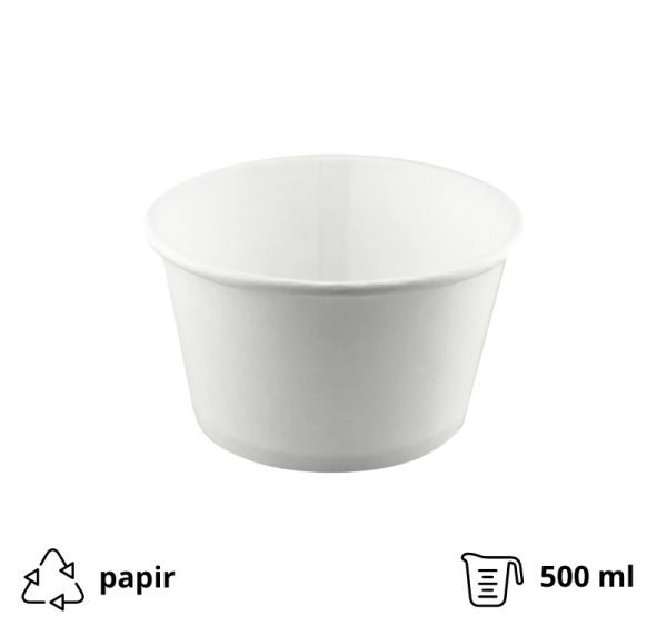 Kartonska kutija sa poklopcem za supu 500 ml d=121 mm h=72 mm bijela 500 kom ( kom/pak) [50 kom/pak]