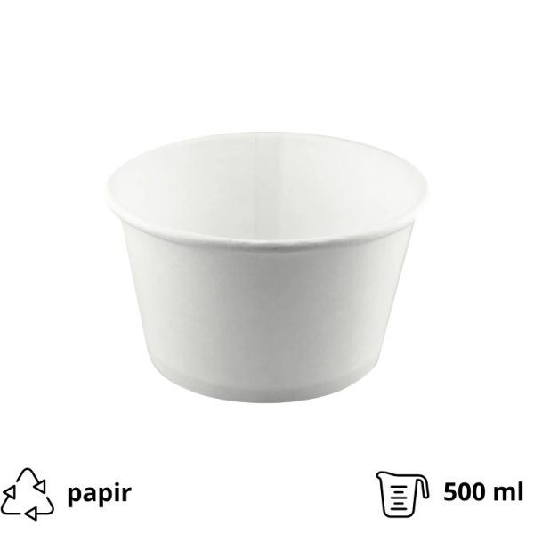 Kartonska kutija sa poklopcem za supu 500 ml d=121 mm h=72 mm bijela 500 kom ( kom/pak) [50 kom/pak]