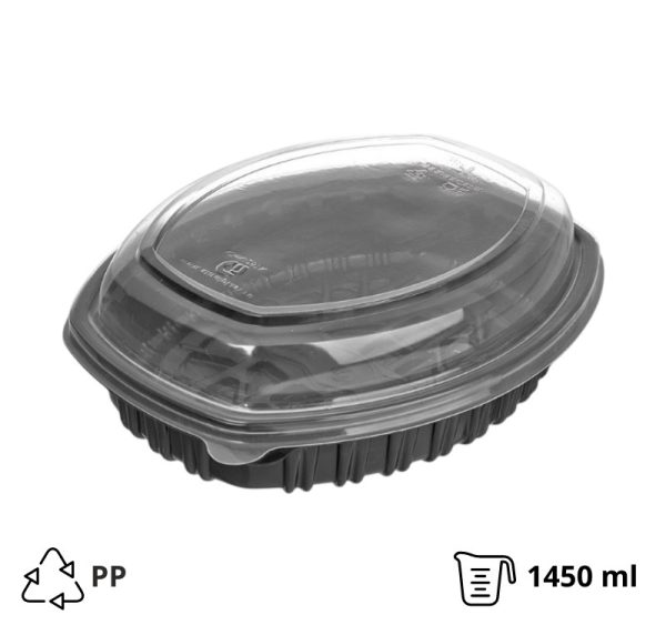 Posuda sa poklopcem PP 1450 ml 257х202x70mm crna, 300 kom (komplet)