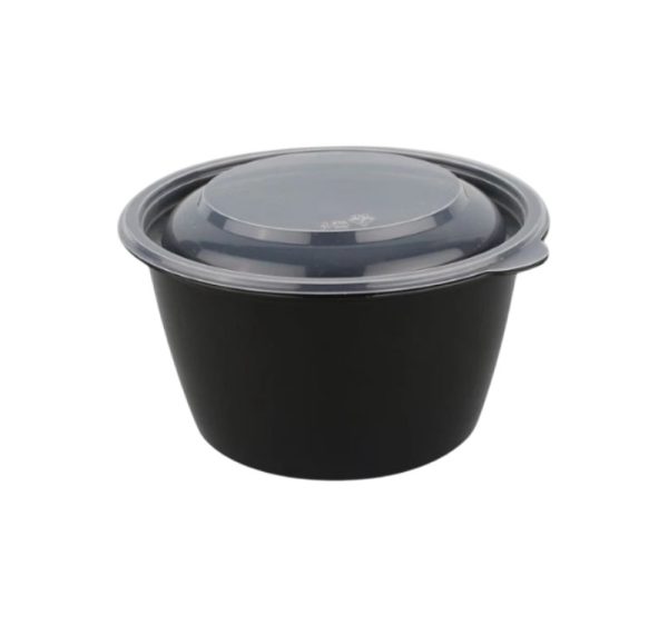 Posuda sa poklopcem PP 750 ml d=144 mm h=83,6 mm crna, 50 kom (komplet)