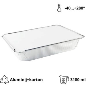 Aluminijumska posuda sa poklopcem 3180 ml 322x255x51 mm 100 kom (komplet)