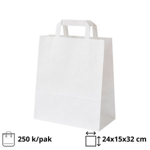 Papirna kesa sa plitkim ručkama 240x150x320 mm bela [250 kom/pak]