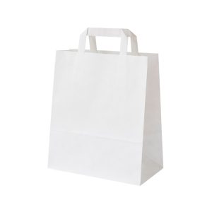 Papirna kesa sa plitkim ručkama 240x150x320 mm bela [250 kom/pak]