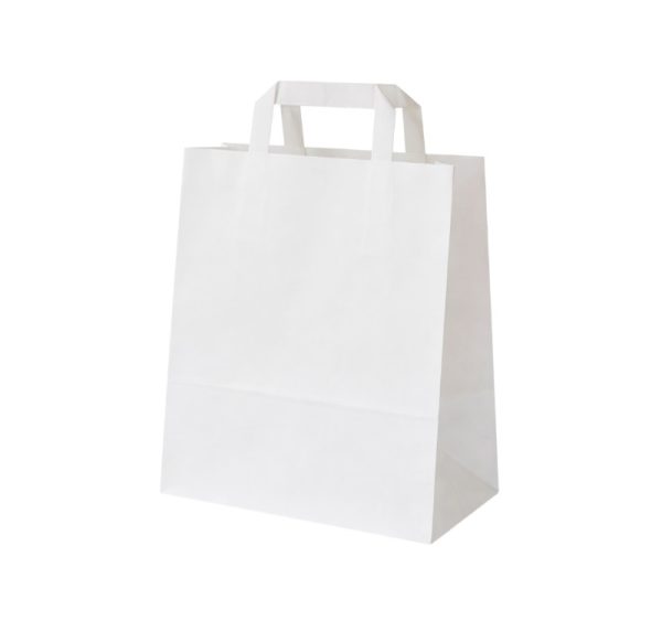 Papirna kesa sa plitkim ručkama 240x150x320 mm bela [250 kom/pak]