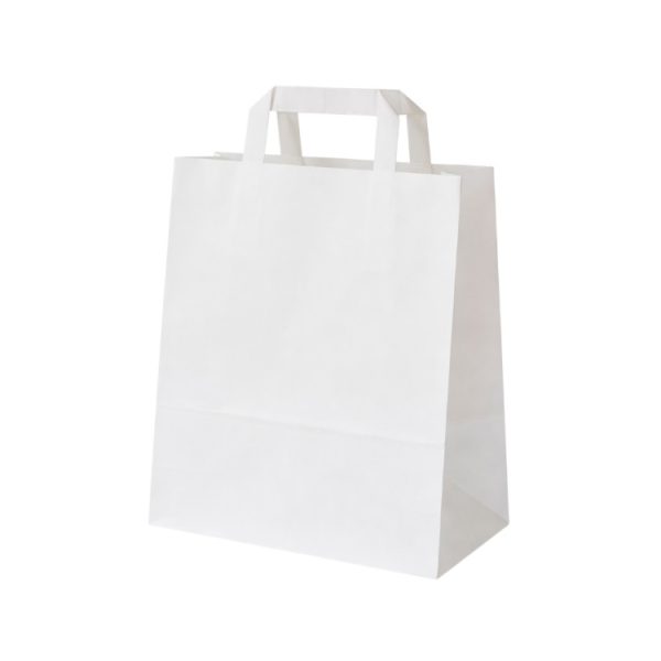 Papirna kesa sa plitkim ručkama 240x150x320 mm bela [250 kom/pak]