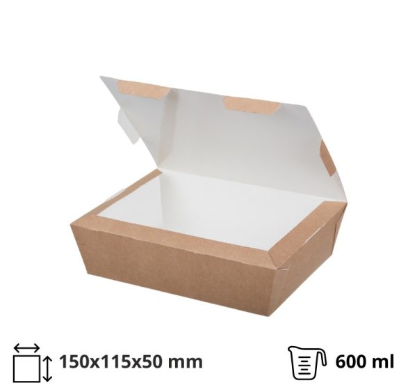 Kartonska kutija za ručak Lunch2Go 600 ml 150x115x50 mm kraft [90 kom/pak]