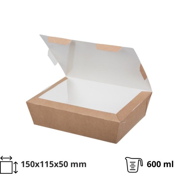 Kartonska kutija za ručak Lunch2Go 600 ml 150x115x50 mm kraft [90 kom/pak]