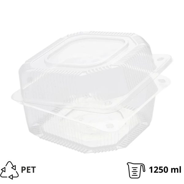 Posuda sa poklopcem PET 125x125x80 mm [600 kom/pak]