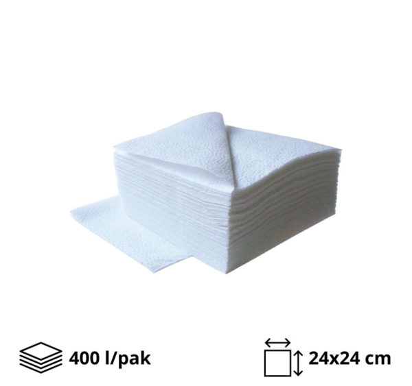 Papirne salvete 1 sl 24×24 cm 400 l/pak bele TaMbien