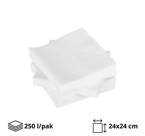Papirne salvete 2 sl 24×24 cm 250 l/pak bele TaMbien